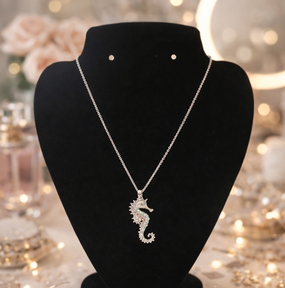 Jewelry - Elegant Seahorse Pendant Necklace – Silver Tone | Sparkling Crystals
